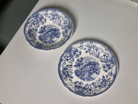 Engels blauw Ironstone Tableware  set Serveerbord 28 cm en Serveerschaal 24,5 cm