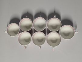 Engels rood Woods Burslem England Seaforth set 8x kop en schotel