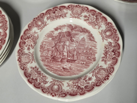 Engels rood Historical Ports serviesset 8 personen