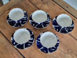 Lomonosov blauw Winternight set 5x Thee Kop en schotel