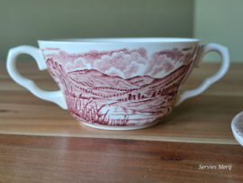 Engels rood English Ironstone Tableware EIT soepkom met schotel (Haweswater)