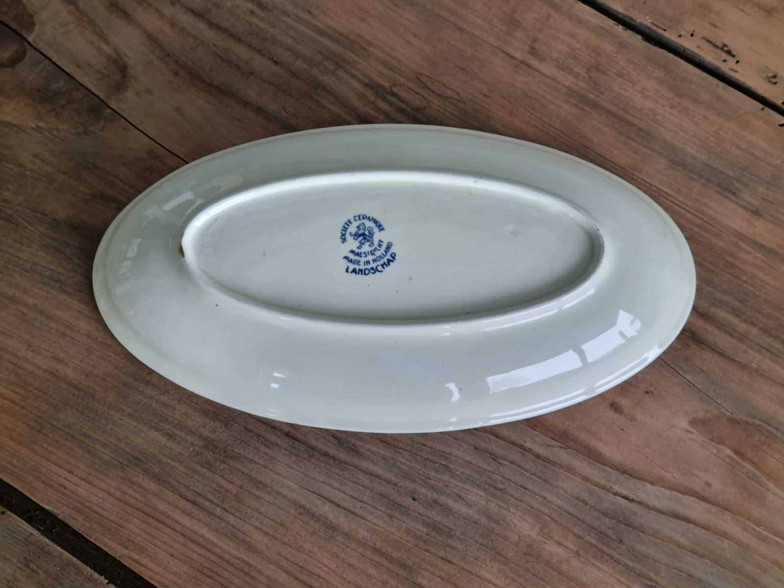 Landschap Blauw Societe Ceramique blauw ovaal schaaltje 25,5 cm (rond model)