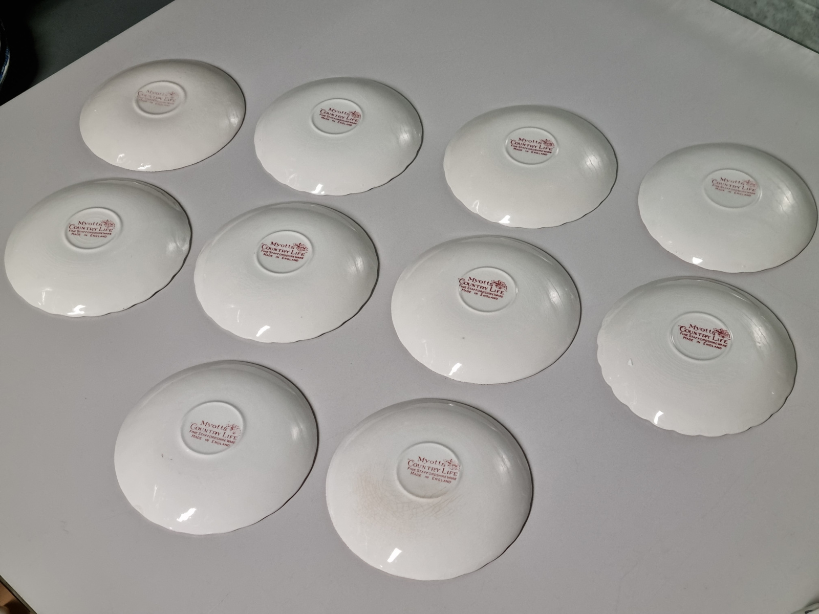 Engels rood Jachtservies Myott's Country Life set 10x Kop en schotel (B-keus!)