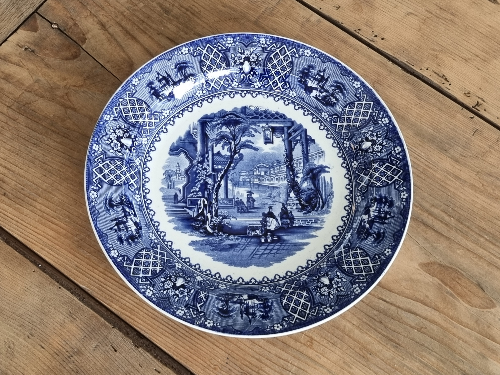 Petrus Regout Flora blauw plat dinerbord 25,5 cm