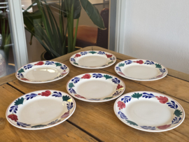 Oud Boerenbont Societe Ceramique 483a set 6x Ontbijtbordje 20 cm