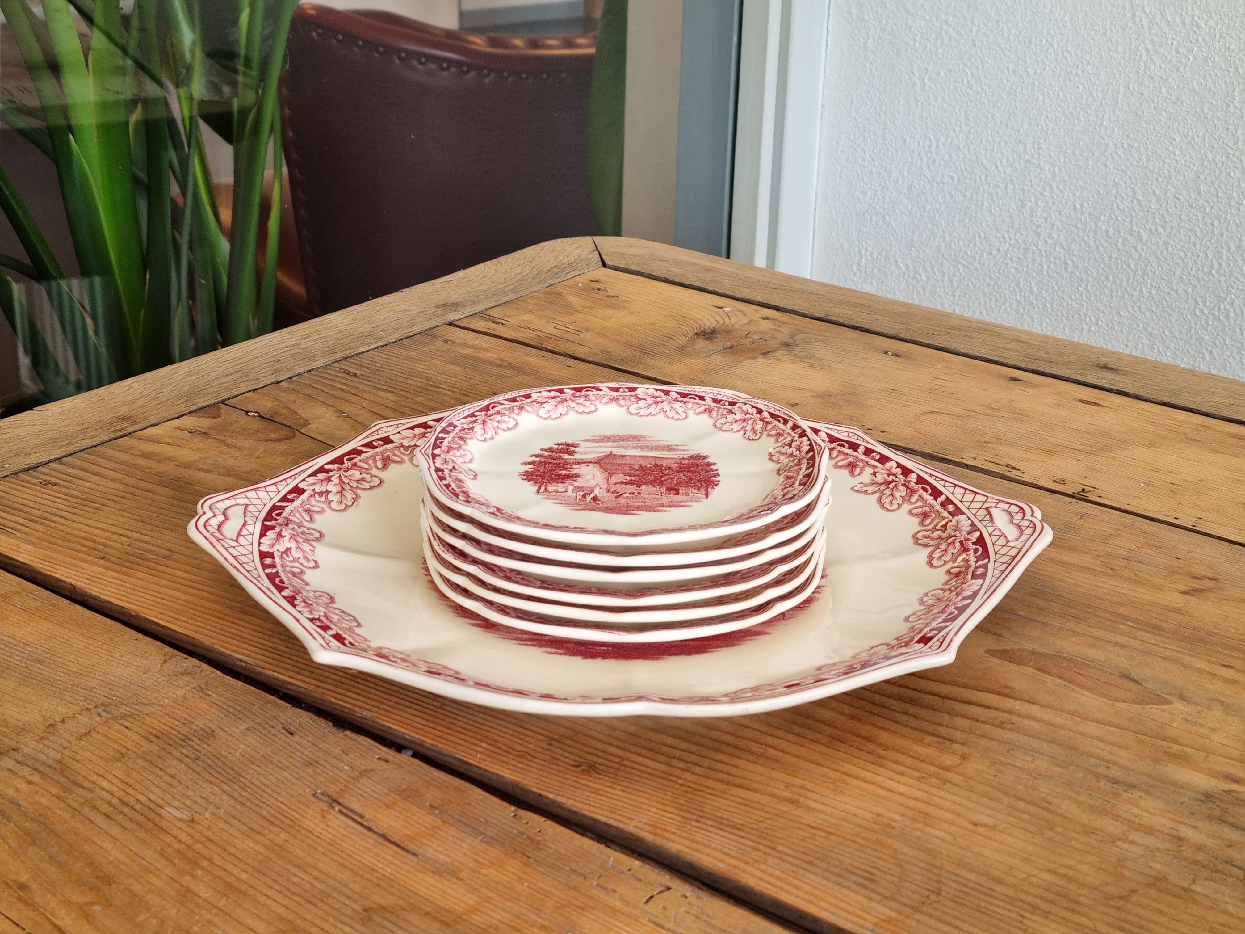 Boerenhoeve Rood Societe Ceramique gebakstel 6 persoons