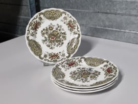 Engels Ridgway Windsor groen gekleurd set 4x gebaksbordje 15 cm