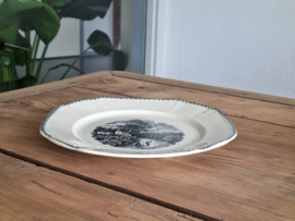 Landschap Zwart Societe Ceramique set 6x Plat Dinerbord (vierkant model, wit)