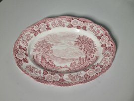 Engels rood Enoch Wedgwood Lochs of Scotland ovale schaal 30 cm