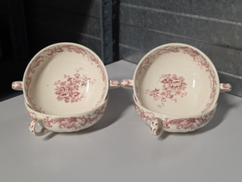 Villeroy en Boch Valeria rood set 4x soepkom met schotel (oude versie!)
