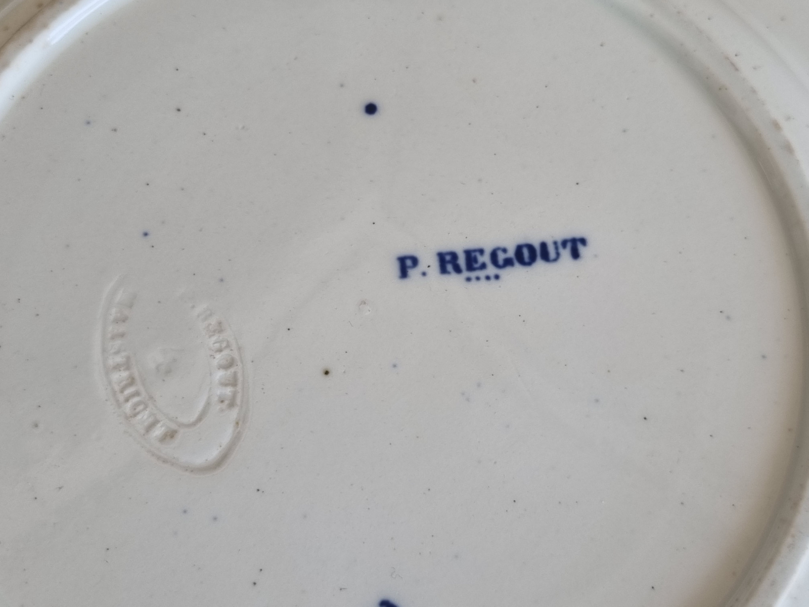Petrus Regout blauw bord J. Cats 20,5 cm