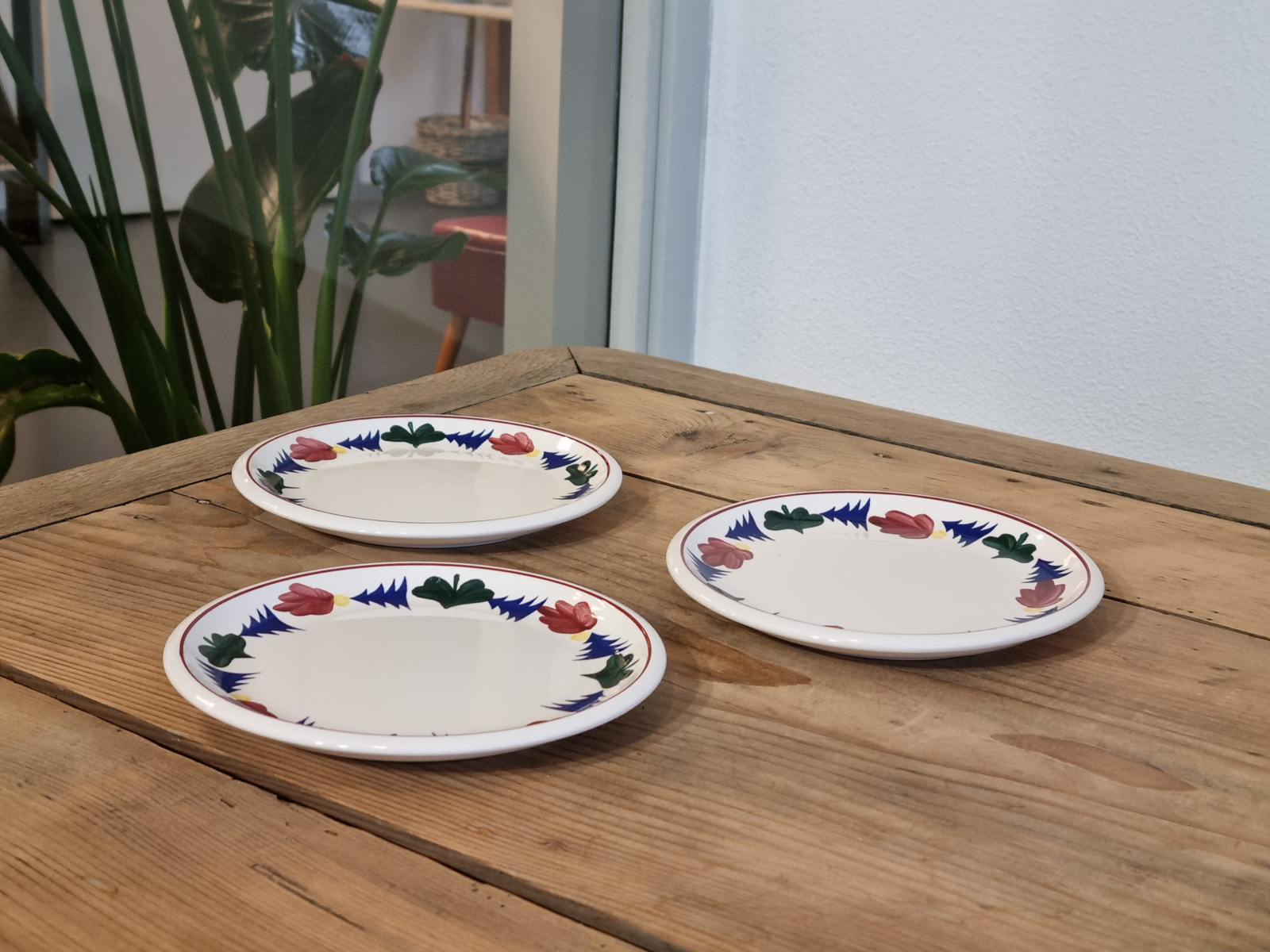 Boerenbont Boch Kerstservies set 3x Gebaksbordje 16 cm