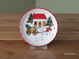 Engels Mason's Christmas Village 1983 Kerstservies bordje 9,5 cm (paard wagen hond)