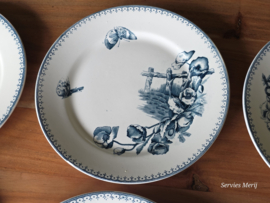 Petrus Regout Malaga petrol set 6x plat dinerbord 24 cm