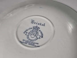 Engels blauw/grijs Crown Ducal Bristol set 4x kop en schotel (wit aardewerk)