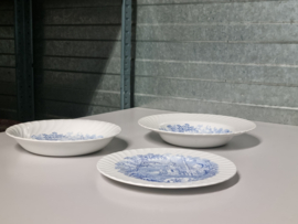 Engels blauw Burleigh Ware Shangri-La set 3x bordje