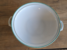 Petrus Regout Wellington Groene Rand ronde schaal met greepjes 24 cm