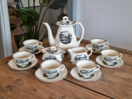 Landschap Zwart Societe Ceramique Koffieservies 6-pers. (hoekig model)