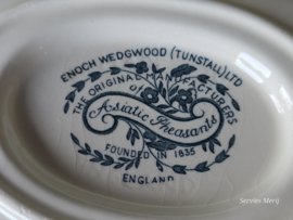 Engels petrol Enoch Wedgwood Asiatic Pheasants sauskom op vaste onderschotel