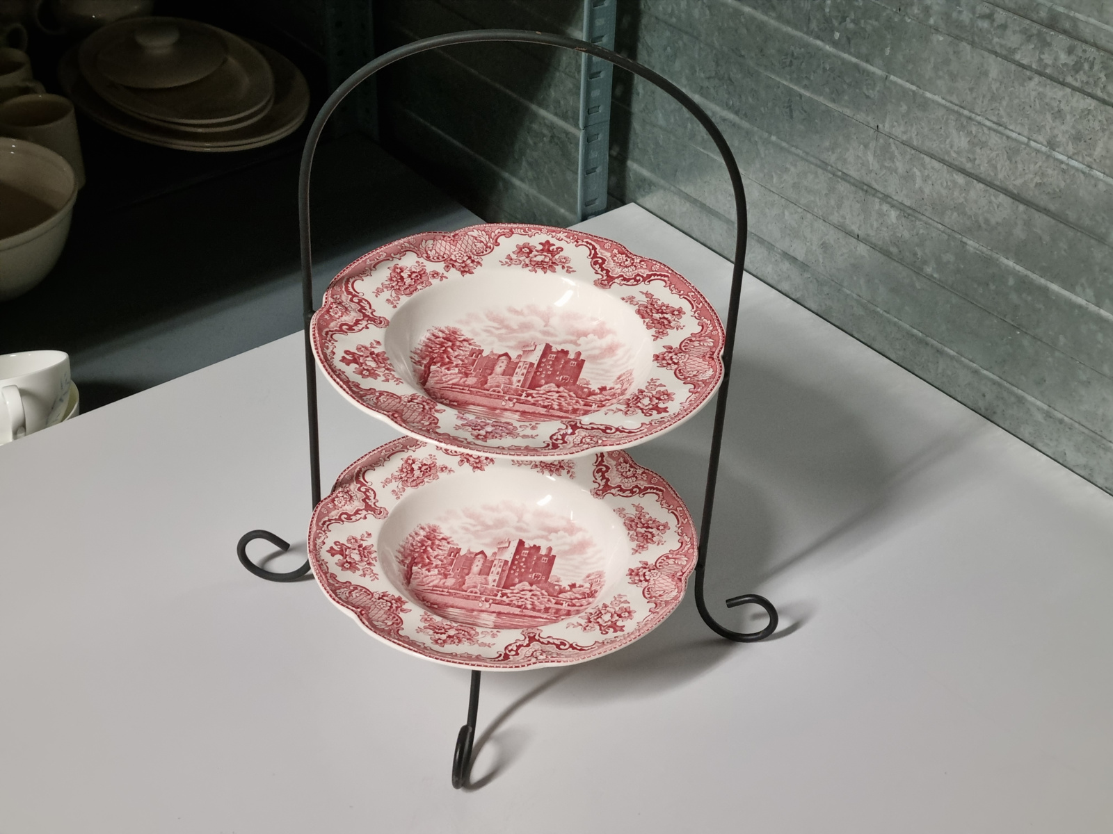 Engels rood Johnson Bros Old Britain Castles Etagere uitneembare borden