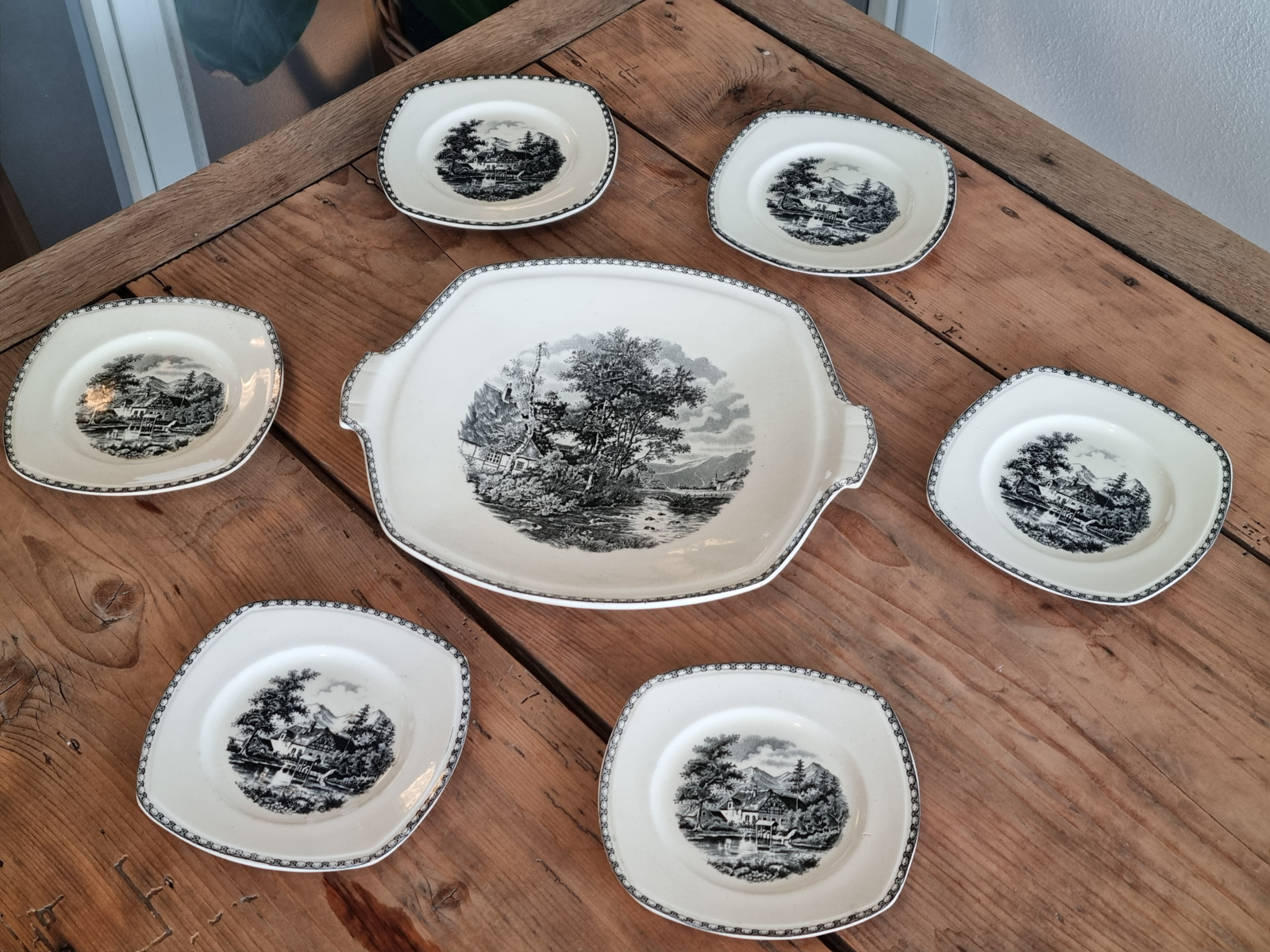 Landschap Zwart Societe Ceramique Gebakstel 6 persoons (hoekig model)