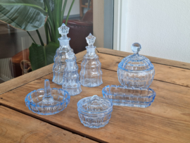 Glas Vintage Kaptafel set lichtblauw 7 delig