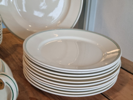 Petrus Regout Strand Bellefroid groen en goud complete set 10 personen - 22 delen