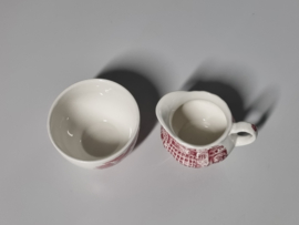 Engels rood Coaching Taverns Royal Tudor Ware Staffordshire Roomstelletje