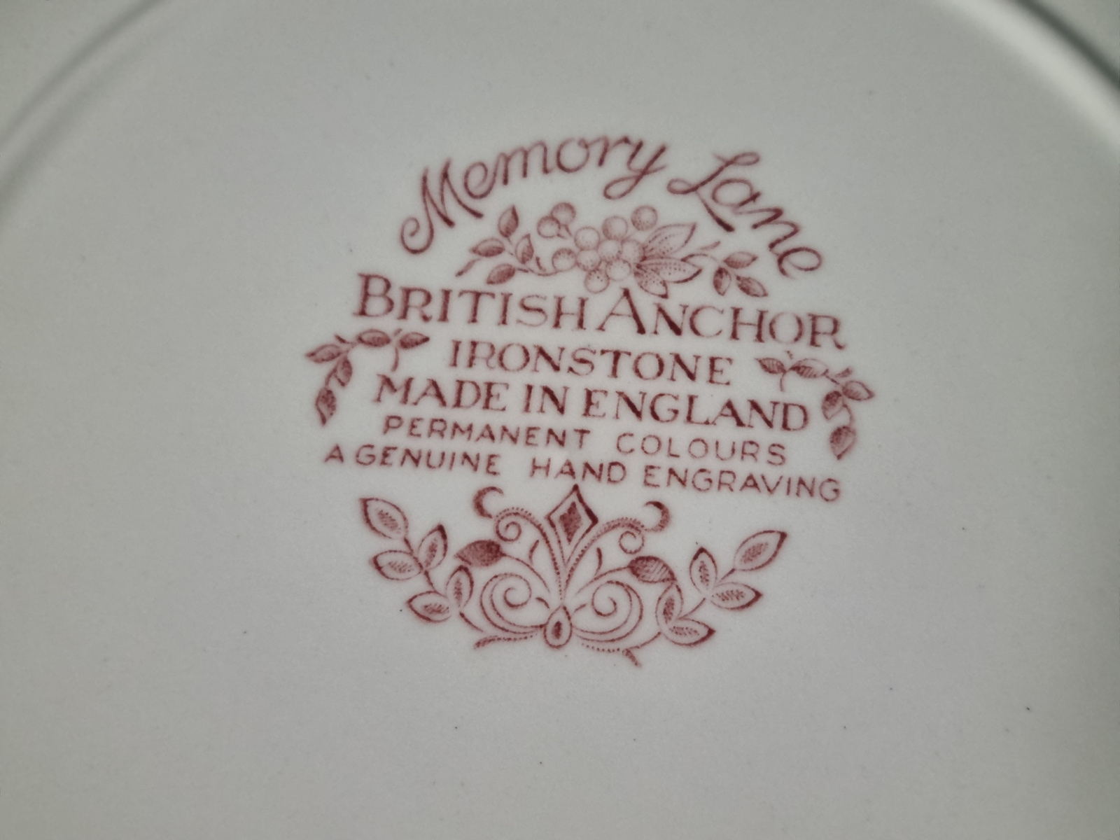 Engels rood British Anchor Memory Lane plat dinerbord 25,5 cm