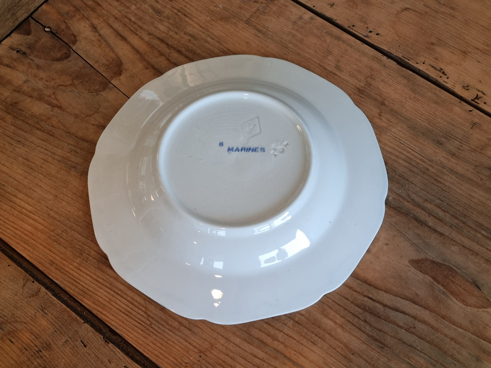 Petrus Regout Marines lichtblauw diep bord 23,5 cm (hoekig model, horizon)