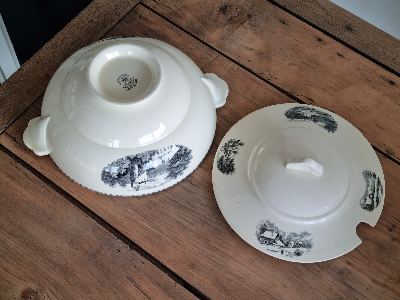 Landschap Zwart Societe Ceramique Soepterrine (rond model)