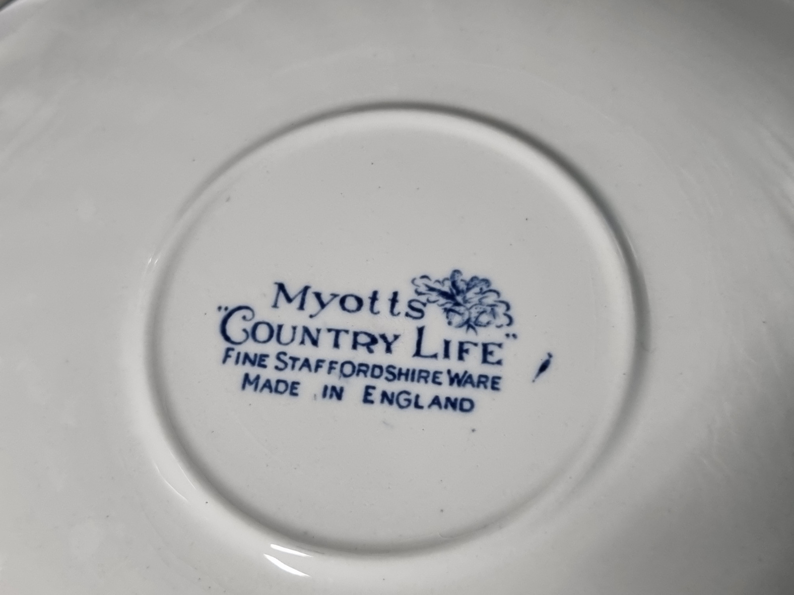 Engels blauw Myott's Country Life Soepkom met schotel