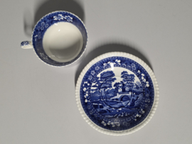 Engels Copeland Spode's Tower blauw robuuste Bouillon Thee kop en schotel
