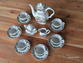 Engels bruin ingekleurd Jachtservies Myott's Country Life Koffieservies theeservies 6 personen