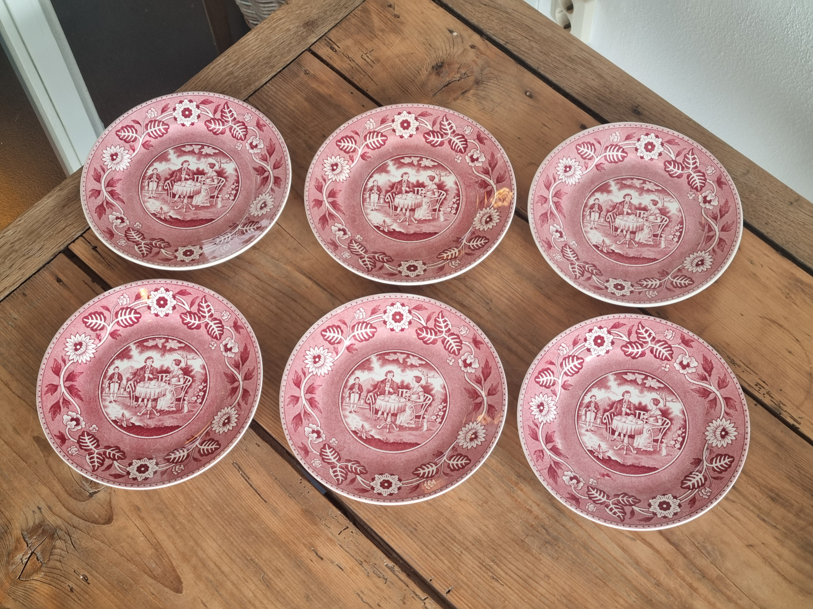 Tea Drinker rood Societe Ceramique Set 6x Ontbijtbordje 20 cm