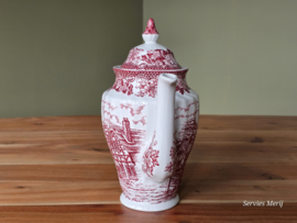 Engels rood Hostess Tableware Merrie Olde England koffiepot theepot