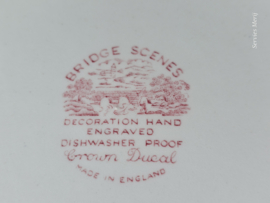 Engels rood Crown Ducal Bridge Scenes Pannenkoekenbord 28,5 cm