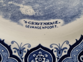 Wandbord Societe Ceramique Mooi Nederland Gravenhage Gevangenpoort blauw 23 cm