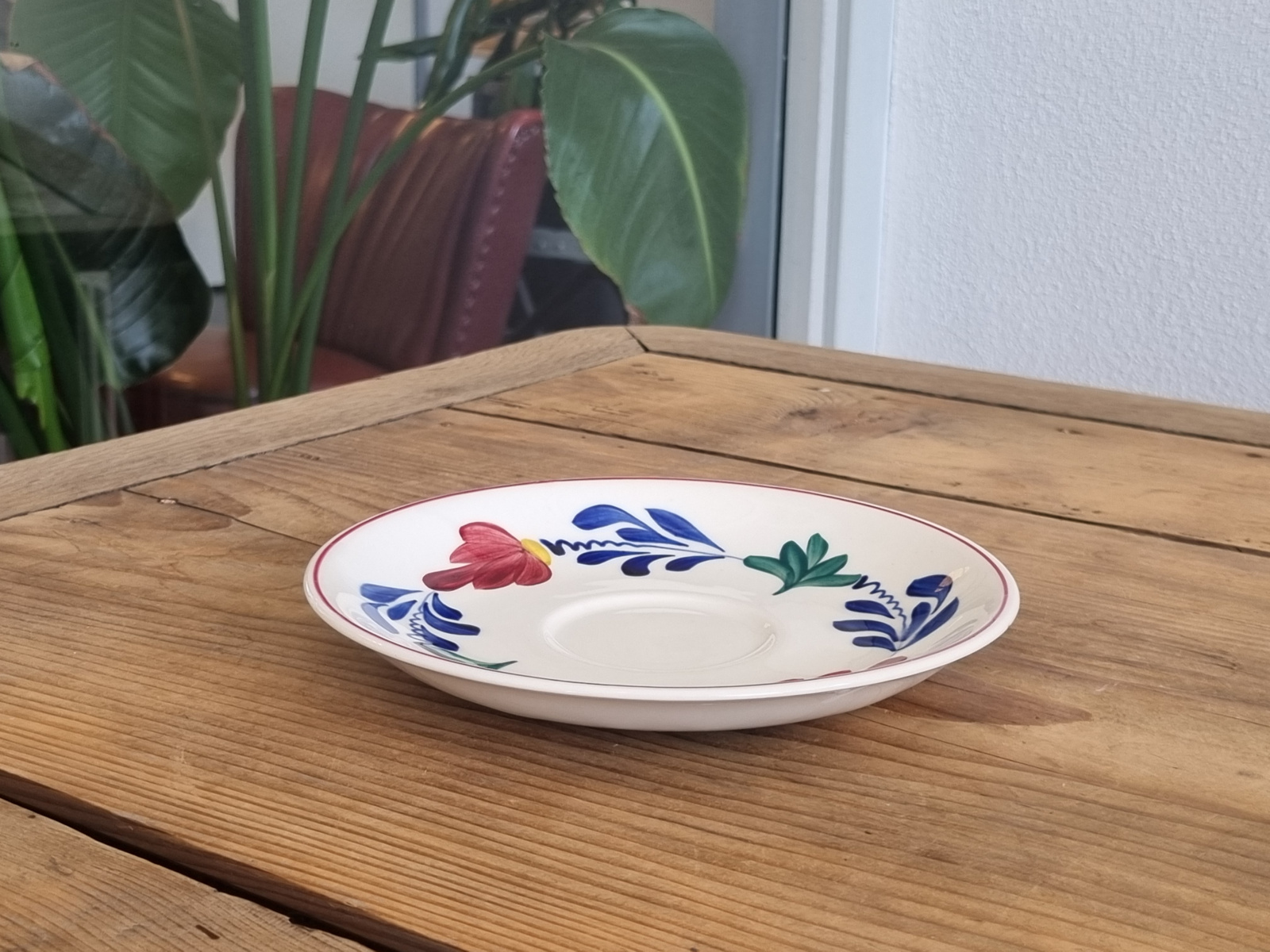 Oud Boerenbont Regout losse Schotel voor Soepkom