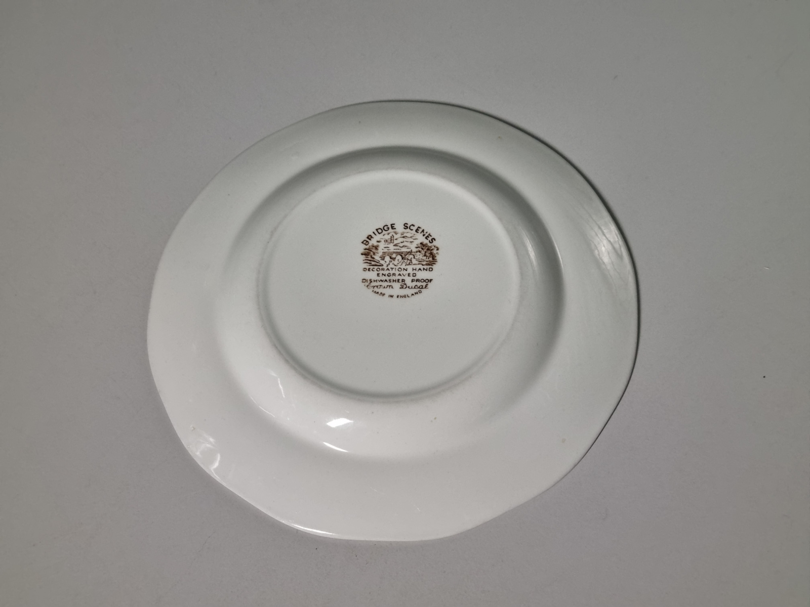 Engels bruin Crown Ducal Bridge Scenes Ontbijtbordje 20 cm