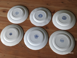 Engels blauw Mix & Match Set 6x dinerbord 25 - 25,5 cm