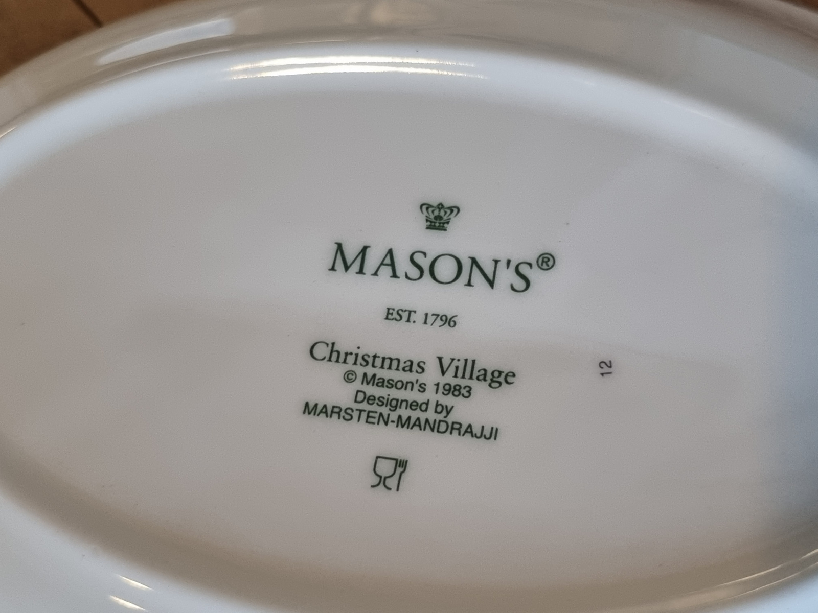 Engels Mason's Christmas Village 1983 Kerstservies Broodschaal 24,5 cm (nieuwste stempel)