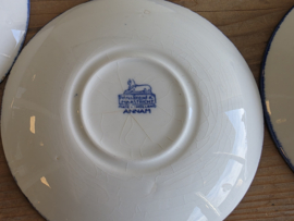 Petrus Regout Annam blauw set 6x schotel 14,5 cm