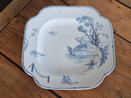Petrus Regout Marines donkerblauw vierkant bord (hoekig model, zonsondergang) 32,5 cm