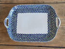 Societe Ceramique Schrijfnamendecor dienblad van aardewerk 39,5 cm