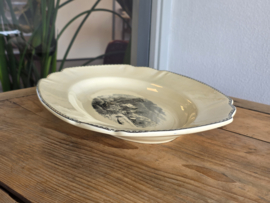 Landschap zwart Societe Ceramique grote ovale schaal 40 cm (ingelijmde chip)