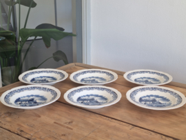 Boerenhoeve blauw Societe Ceramique set 6x Diep Bord | Pasta Bord 23,5 cm