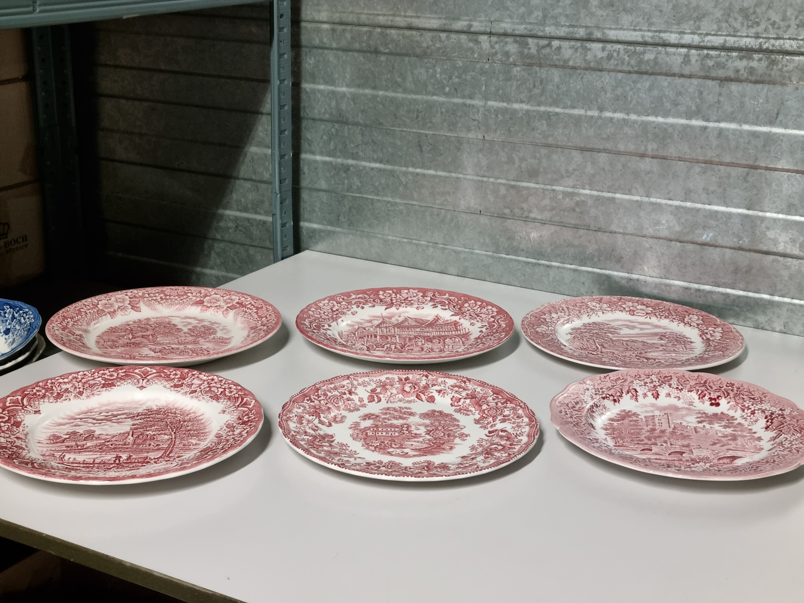 Engels rood Set 6x mix & match plat dinerbord