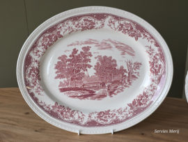 Engels rood Olde England Royal Tudor Ware Set 2x ovale schaal