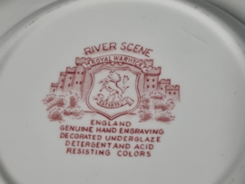 Engels rood Royal Warwick River Scene diep pasta curry bord 22,5 cm
